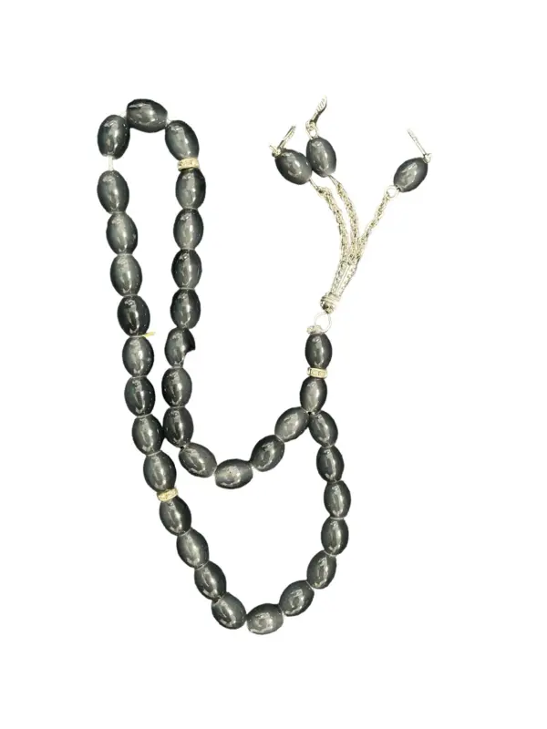 Teardrop Glas Tasbih mit Silberdetails 33 Perlen