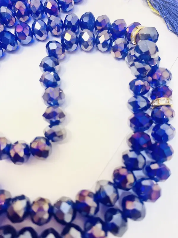 Große Kristall-Tasbeeh in Dunkelblau (99 Perlen)