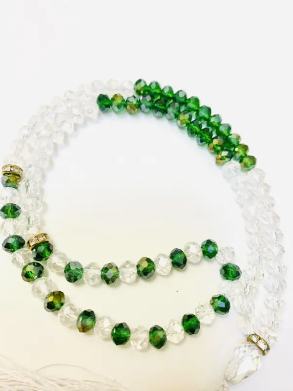 Krystal Tasbeeh Weiß/Grün (99 Perlen)