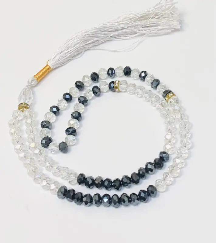 Krystal Tasbeeh Weiß/Grau (99 Perlen)