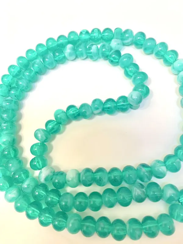 Turkis blå / hvid tasbhee med stor perler (99 perler)