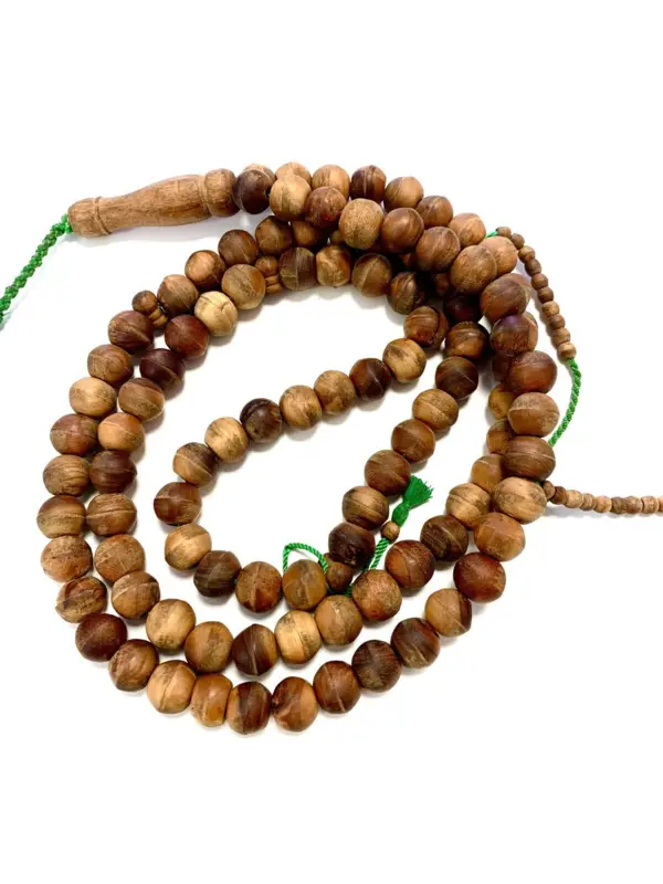 Echte Mega Holz Tasbeeh Dunkelbraun / Braun 99 Perlen