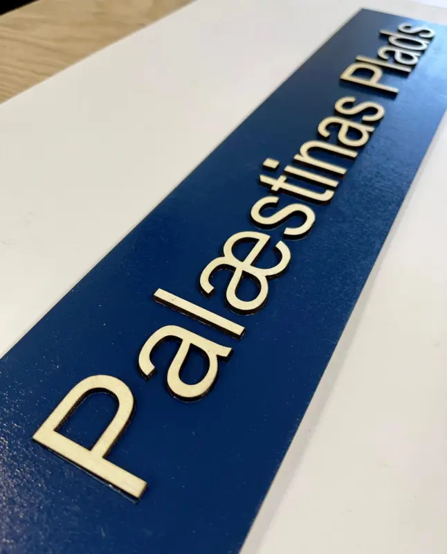 Palæstinas Plads Gadeskilt i træ, håndlavet