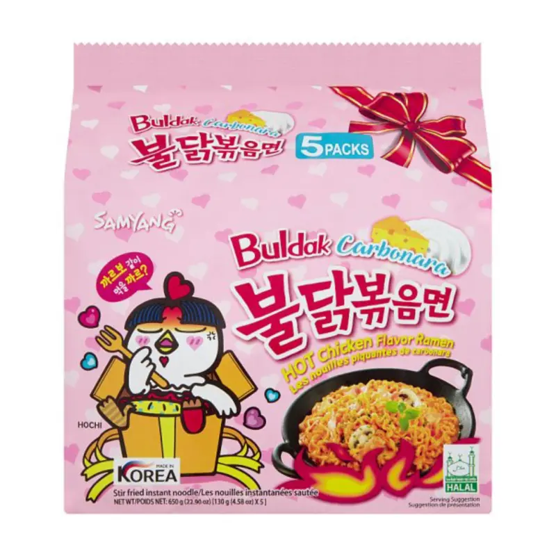 Buldak Nudler hot chicken carbonara, 5 packs