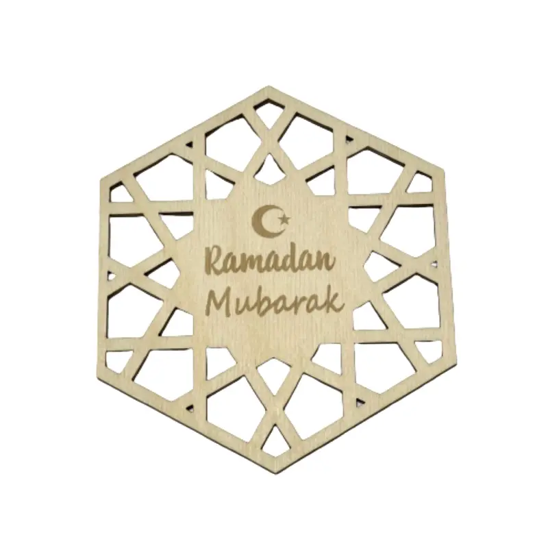 Ramadan Mubarak pynt i træ (Håndlavet)
