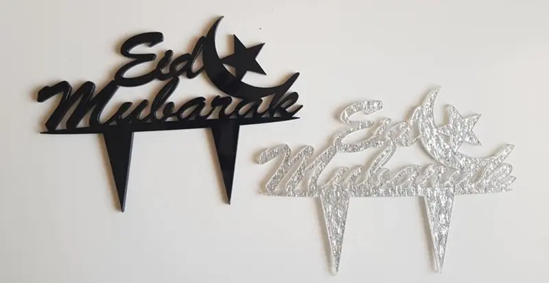 Eid Mubarak Cake topper i Sort