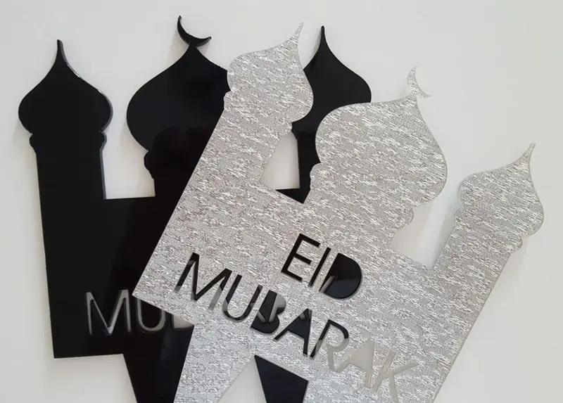 Eid Mubarak Cake Topper MOSKÉ aus schwarzem Glas