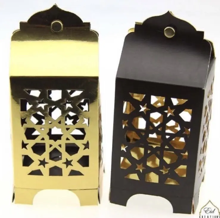 Lanterne sæt i pap Guld/Sort farve