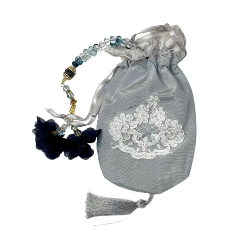 Tasbih 99 Perlen im Geschenksäckchen, grau