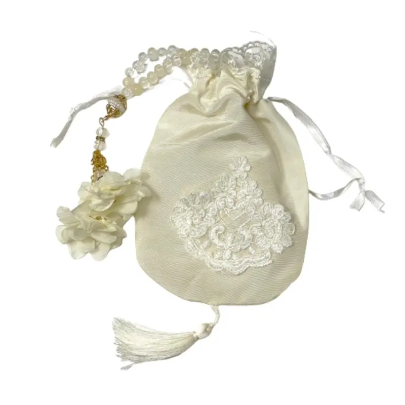 Tasbih 99 Perlen im Geschenksäckchen, weiß