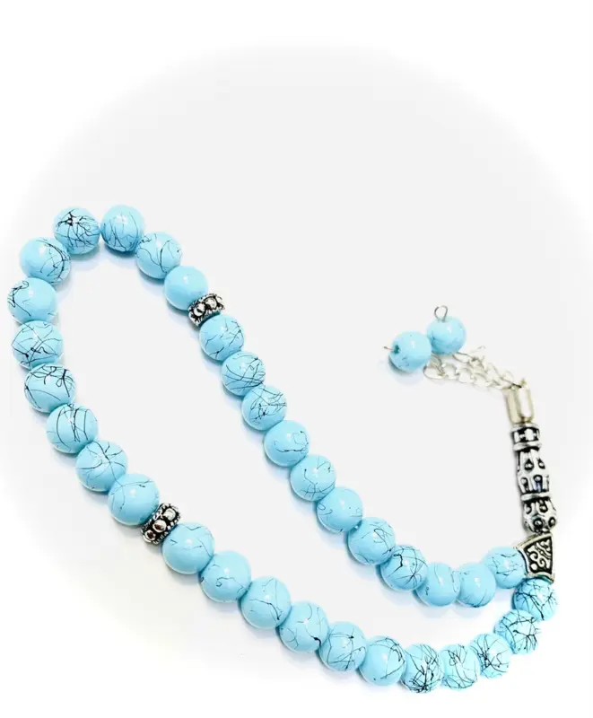Marine Blue Glas Tasbih 33 Perlen