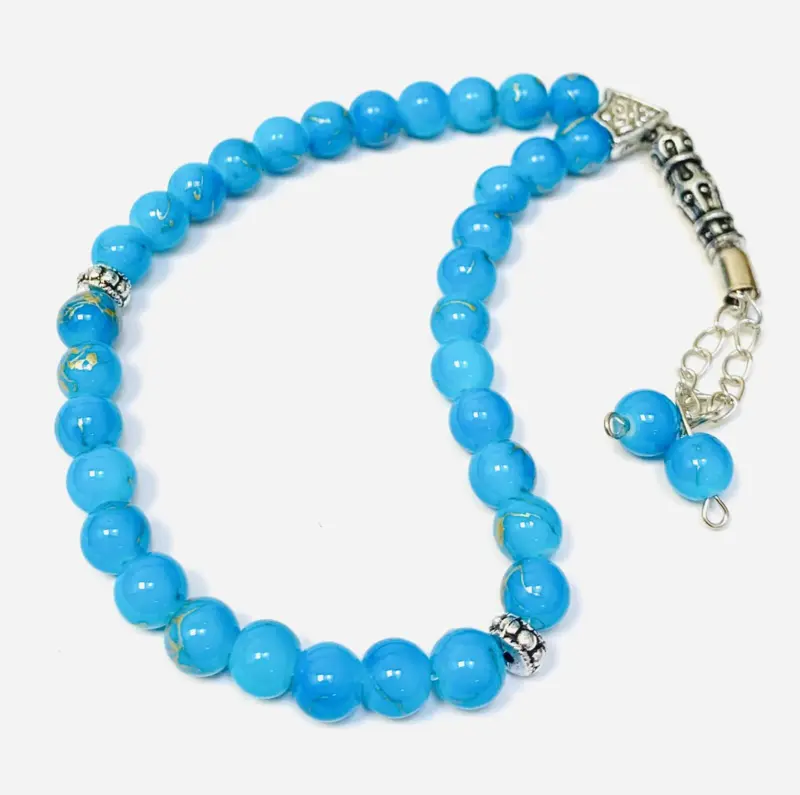 Aqua Blue Tasbih 33 Perlen