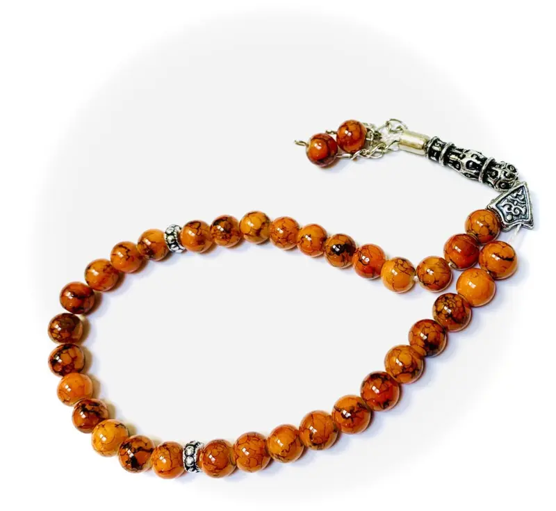 Tiger Design Glas Tasbih 33 Perlen