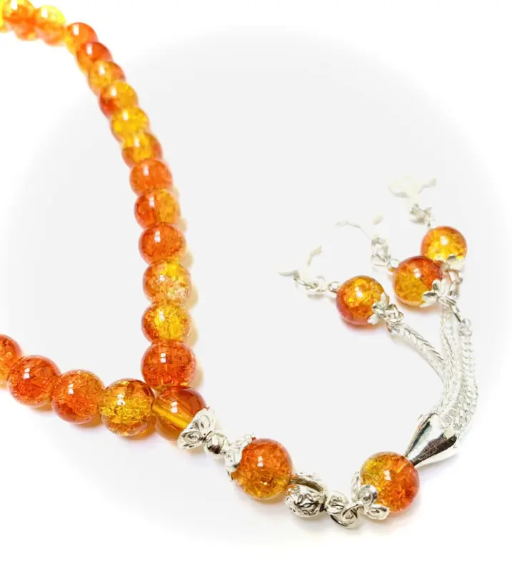 Flaming Crushed Glass Tasbih 33 Perlen