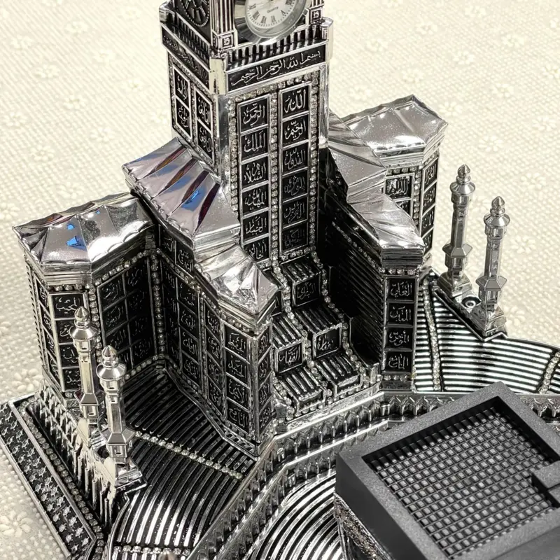 Kaaba Mecca Clock Tower dekoration, sølv
