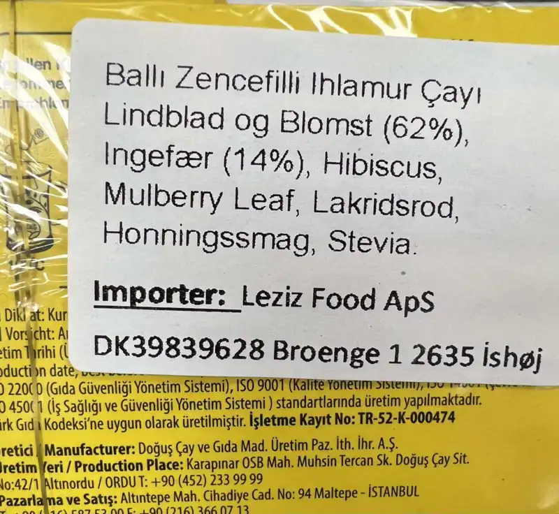 Türkischer Tee mit Ingwer und Honig, 20 Stück