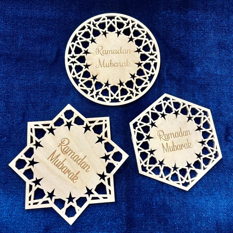 Ramadan Mubarak Luksus Træpynt Sæt (Håndlavet)