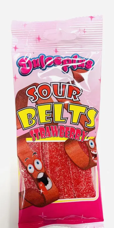 Sour Strawberry Belts Dulceplus 100g