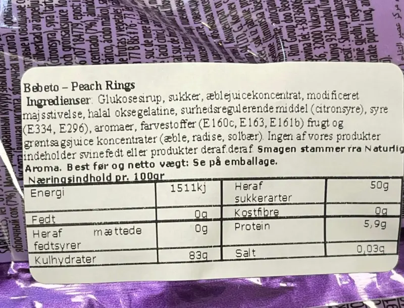 Peach Rings, Bebeto, 80g