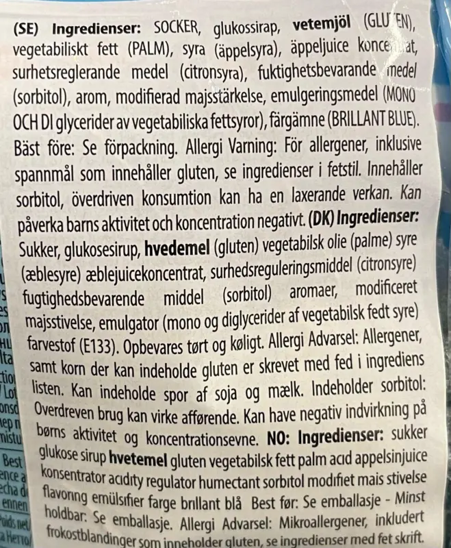 Spaghetti, sauer blaue Himbeere, bebeto, 80g