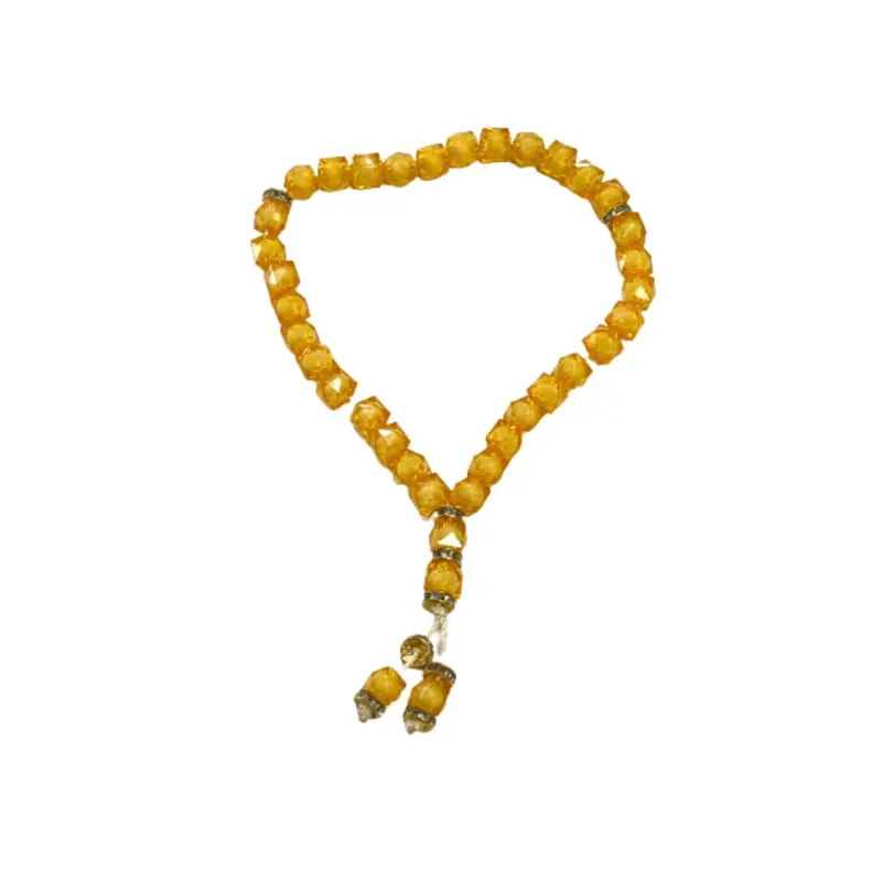 Gelbe Kristall-Tasbih mit 33 Perlen