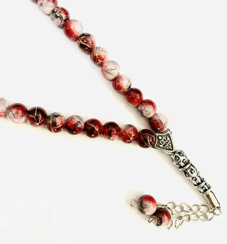 Red Stone, Glas-Tasbih mit 33 Perlen