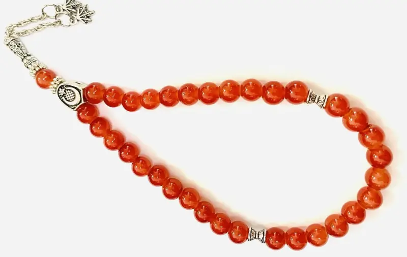 Blod Appelsin farvet Glas Tasbh med 33 perler