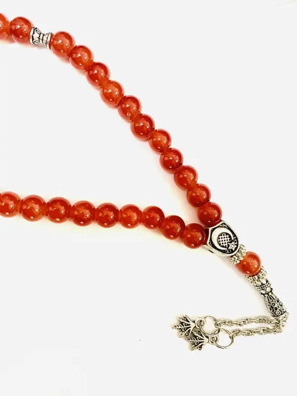 Blod Appelsin farvet Glas Tasbh med 33 perler