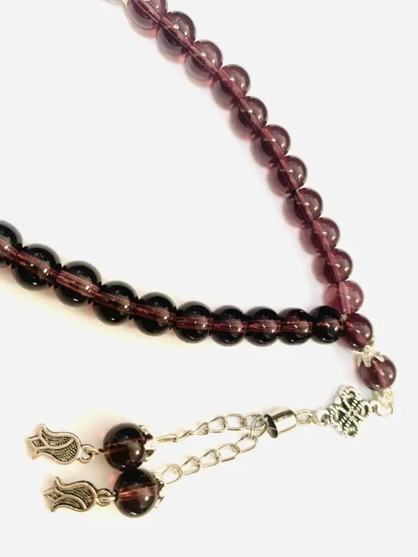 Granatapfelfarbenes Glas-Tasbih mit 33 Perlen