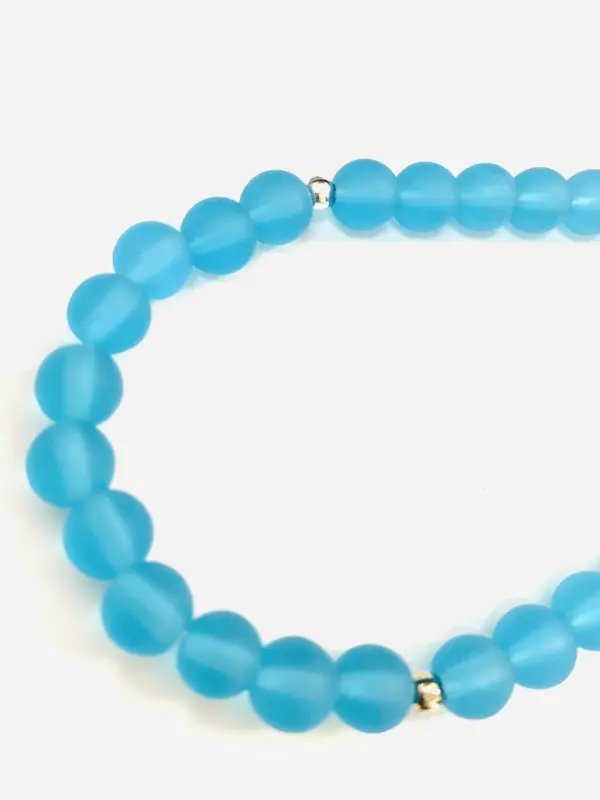 Frozen Blue Farvet Glas Tasbih mit 33 Perlen
