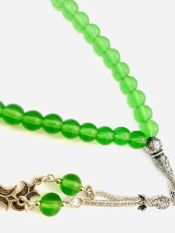 Frozen Green Farvet Glas Tasbih med 33 Perler