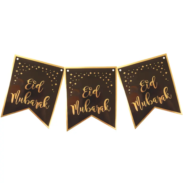 Eid Mubarak Banner i Sort & Guld