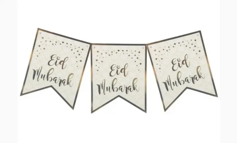 Eid Mubarak Banner i Creme och Guld