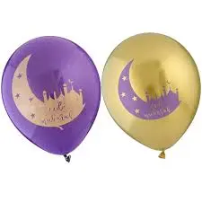 Eid-ballonger i lila och guld 10 st