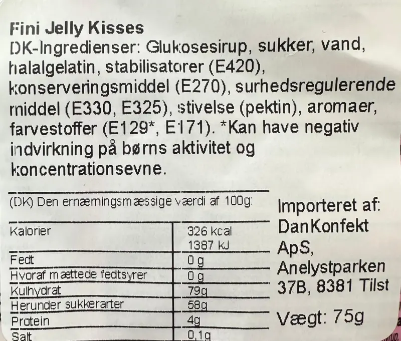 Jelly Kisses, Fini, 75g