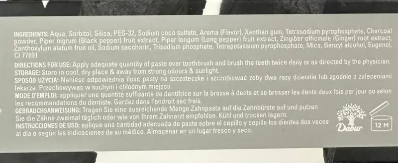 Dabur Teeth Whitening charcoal tandpasta, 100 ml