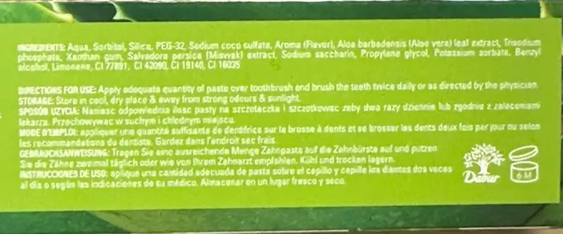 Dabur Soothe Protect Aloe Vera tandpasta, 100 ml