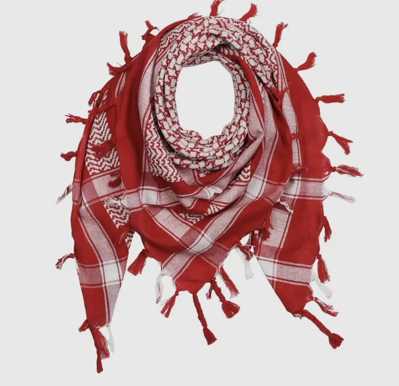 Palästina Schal, Keffiyeh, Rot/Weiß (Danish Version)