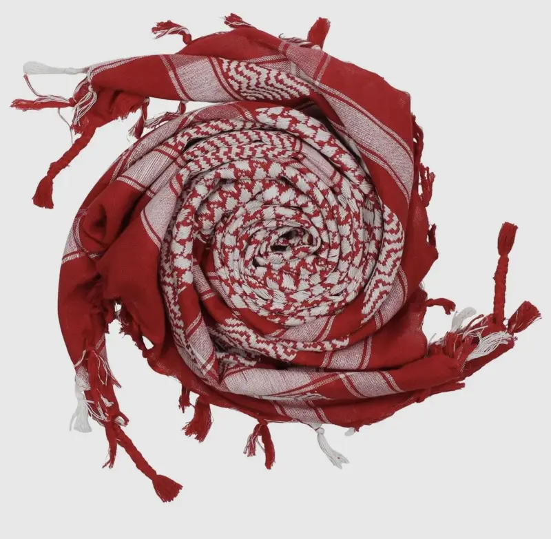 Palästina Schal, Keffiyeh, Rot/Weiß (Danish Version)