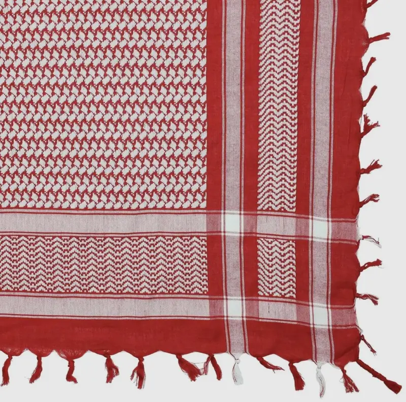 Palästina Schal, Keffiyeh, Rot/Weiß (Danish Version)