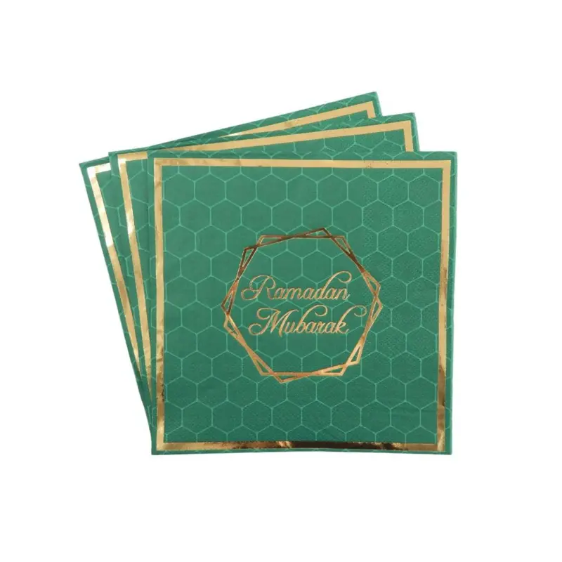Ramadan Mubarak Servietter Grøn & Guld