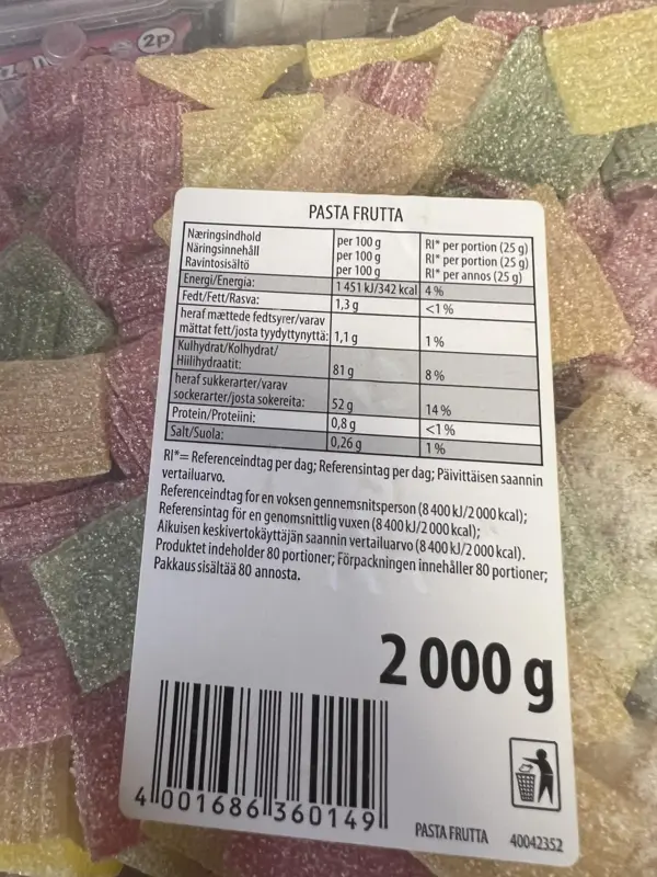 Pasta Frutta Haribo 2000 Gramm