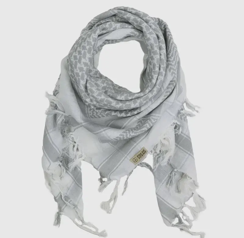 Palästina Schal, Keffiyeh, Weiß/Hellgrau