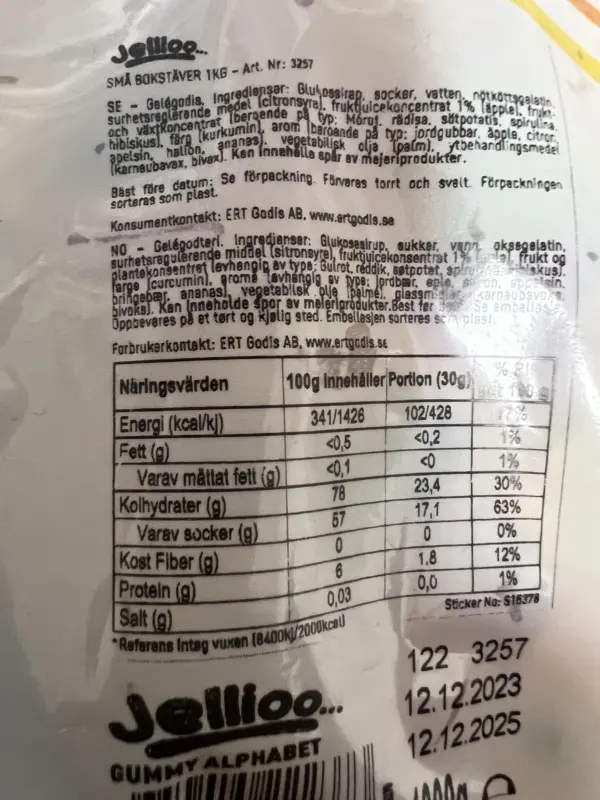 Jellioo Alphabet Candy 1kg