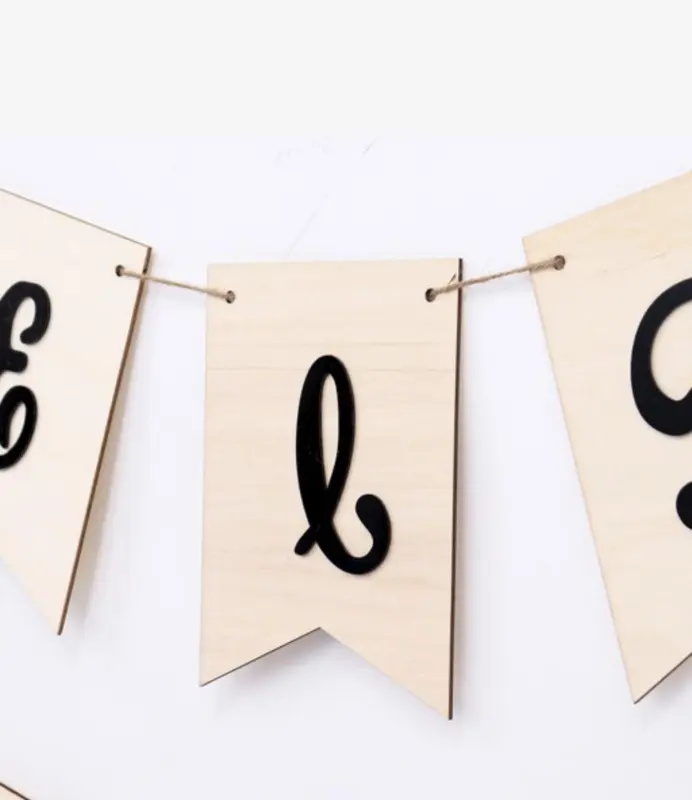 Eid mubarak Banner i Trä (13 x 18 Cm)