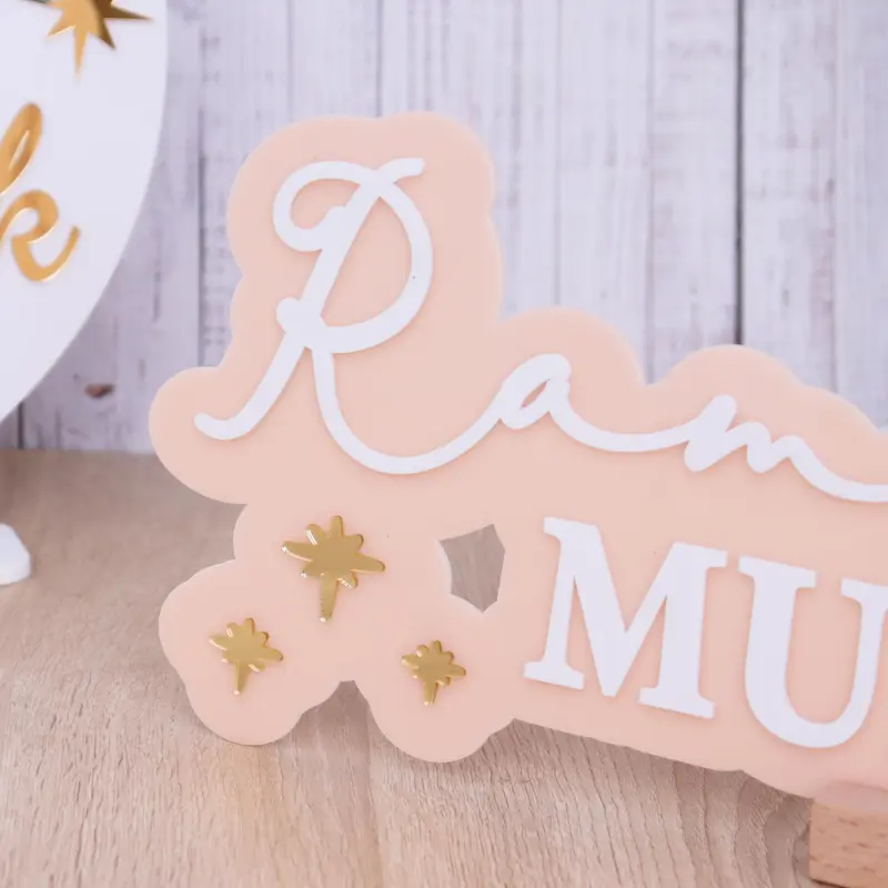 Ramadan Mubarak Pink Akryl 45 x 20 cm