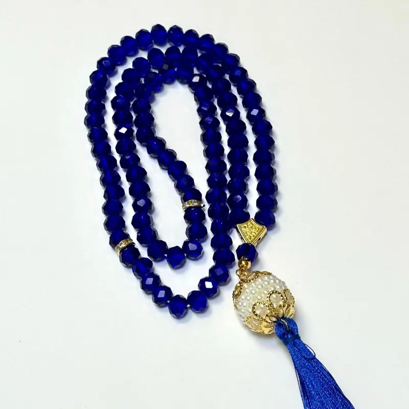 Krystal Tasbih med kuglevedhæng, 99 perler (7 farver)