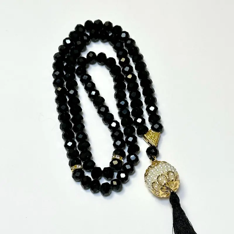 Krystal Tasbih med kuglevedhæng, 99 perler (7 farver)