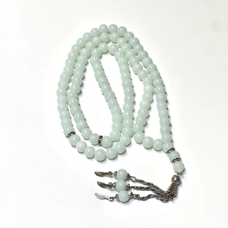 Klassisk perle tasbih med sølv detaljer, 99 perler (4 farver)