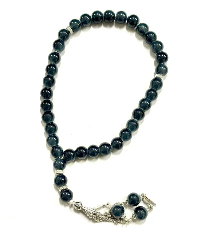 Klassische Perlen-Tasbih mit Silberdetails, 33 Perlen (5 Farben)